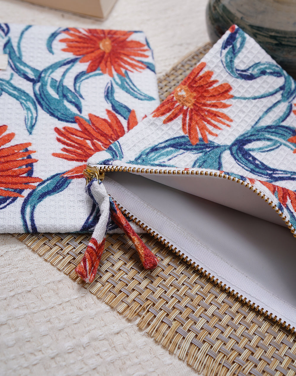 Floral Fables Waffle Pouch With PVC Lining