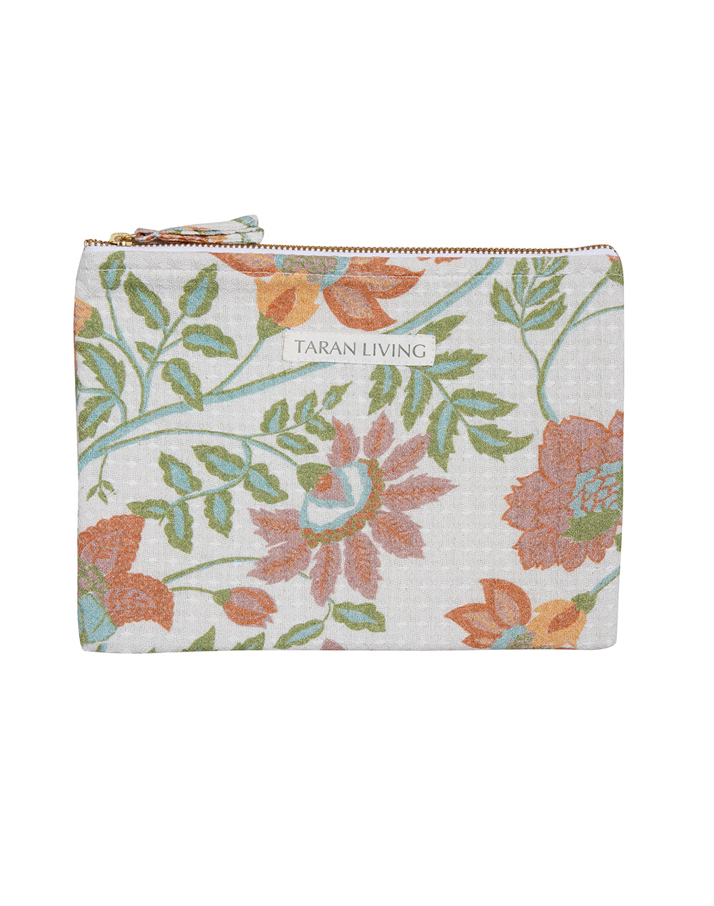 Floral Bamboo Waffle Pouch with water proof lining | Organizer | Travel