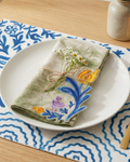 Ayna Green Edge Flower Embroidered Napkin-set of 4-16