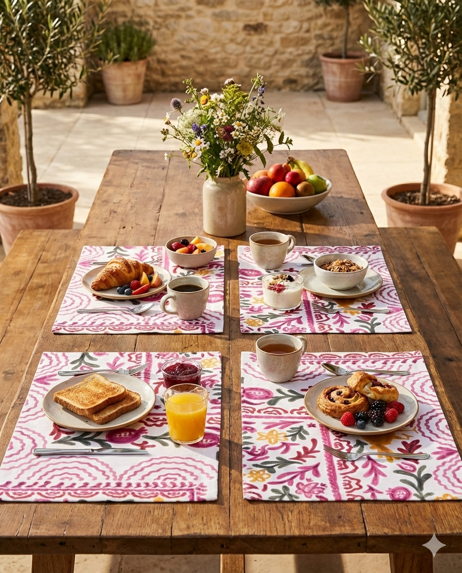 Ayna Pink Printed Placemat - Set of 4