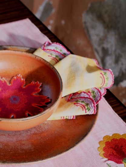 Rahat Mauve Embroidered Placemat Set of 4 - 12"X18"