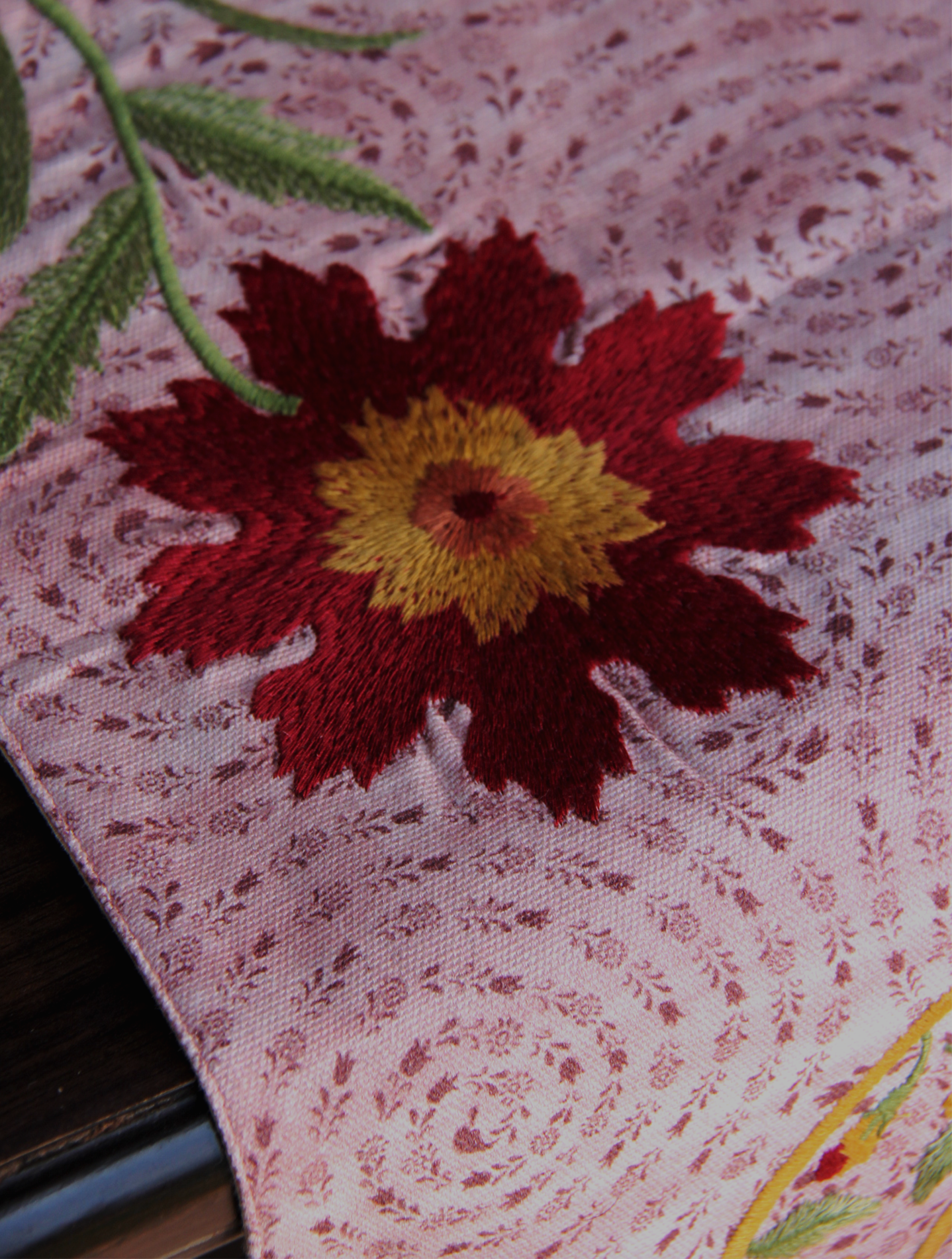 Rahat Mauve Embroidered Table Runner - 13"X72"