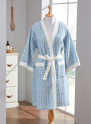 Checkmate Cotton Waffle Blue Bathrobe