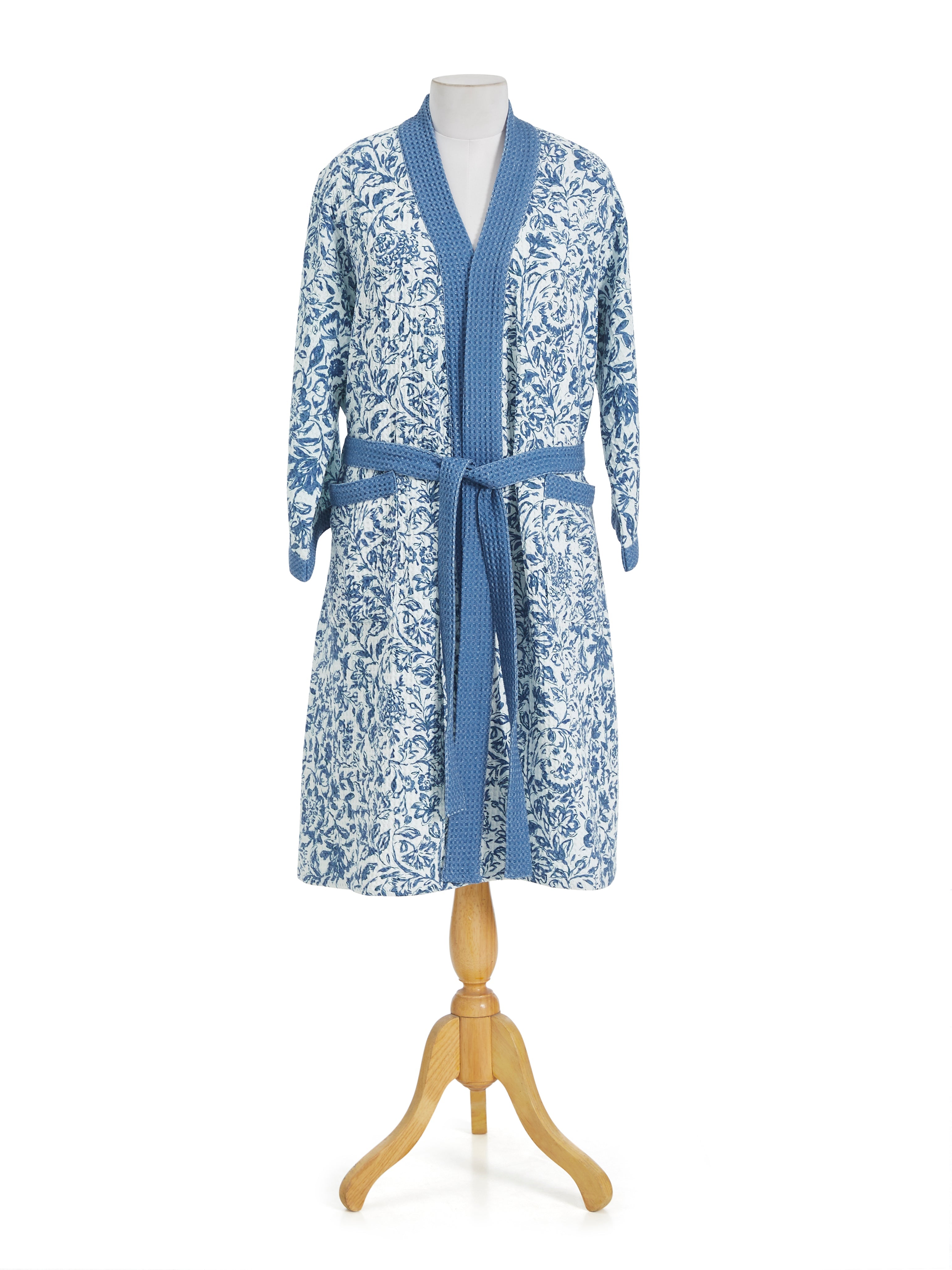 Nyssa Cotton Waffle Blue Bathrobe