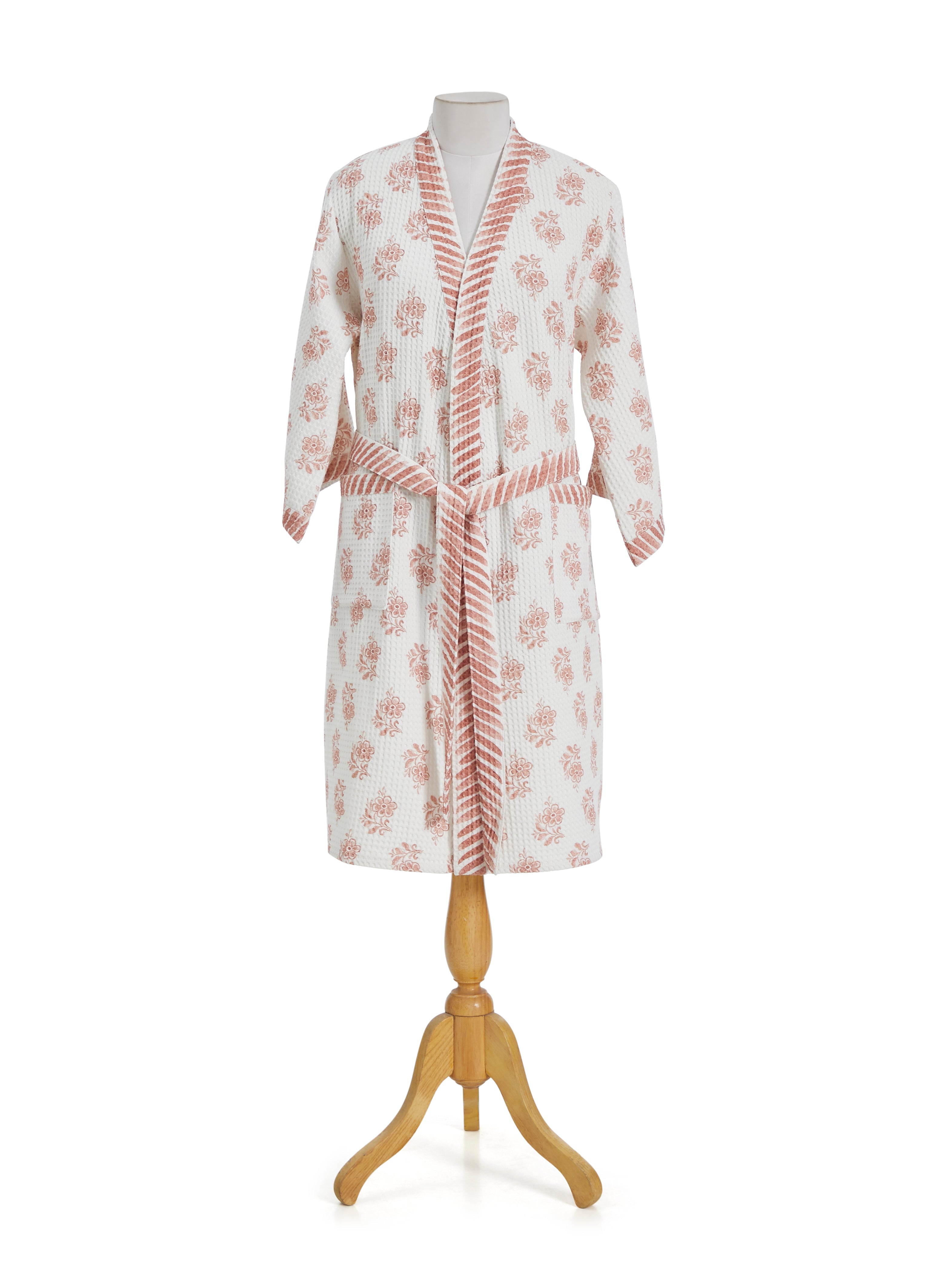 Ayna Pink Cotton Waffle Bathrobe