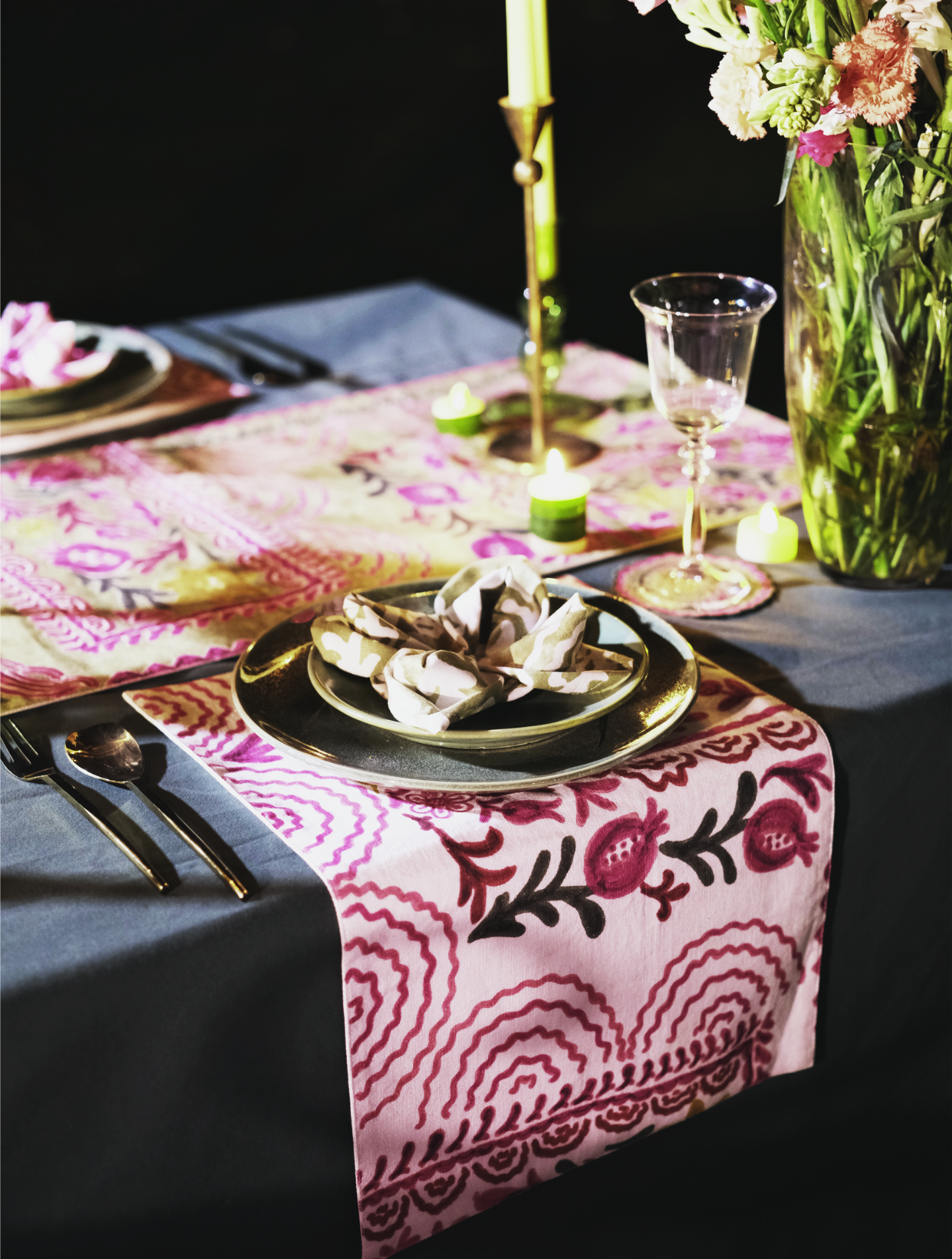 Ayna Pink Printed Placemat - Set of 4