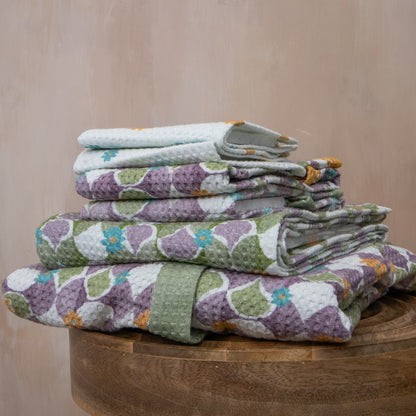 Mosiac Purple Face Towel | Set Of 2