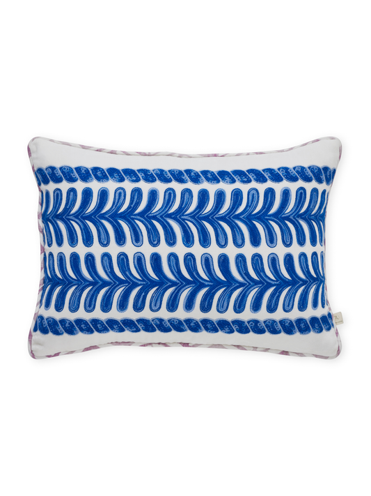 Ayna Linear Leaf Blue Cushion Cover