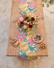 Miyana Yellow Printed Table Runner - 14"X72"