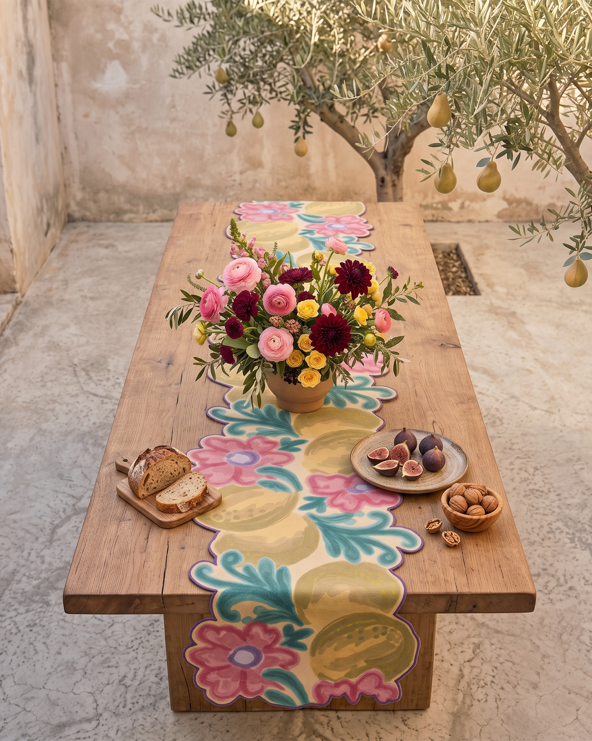 Miyana Yellow Printed Table Runner - 14"X72"
