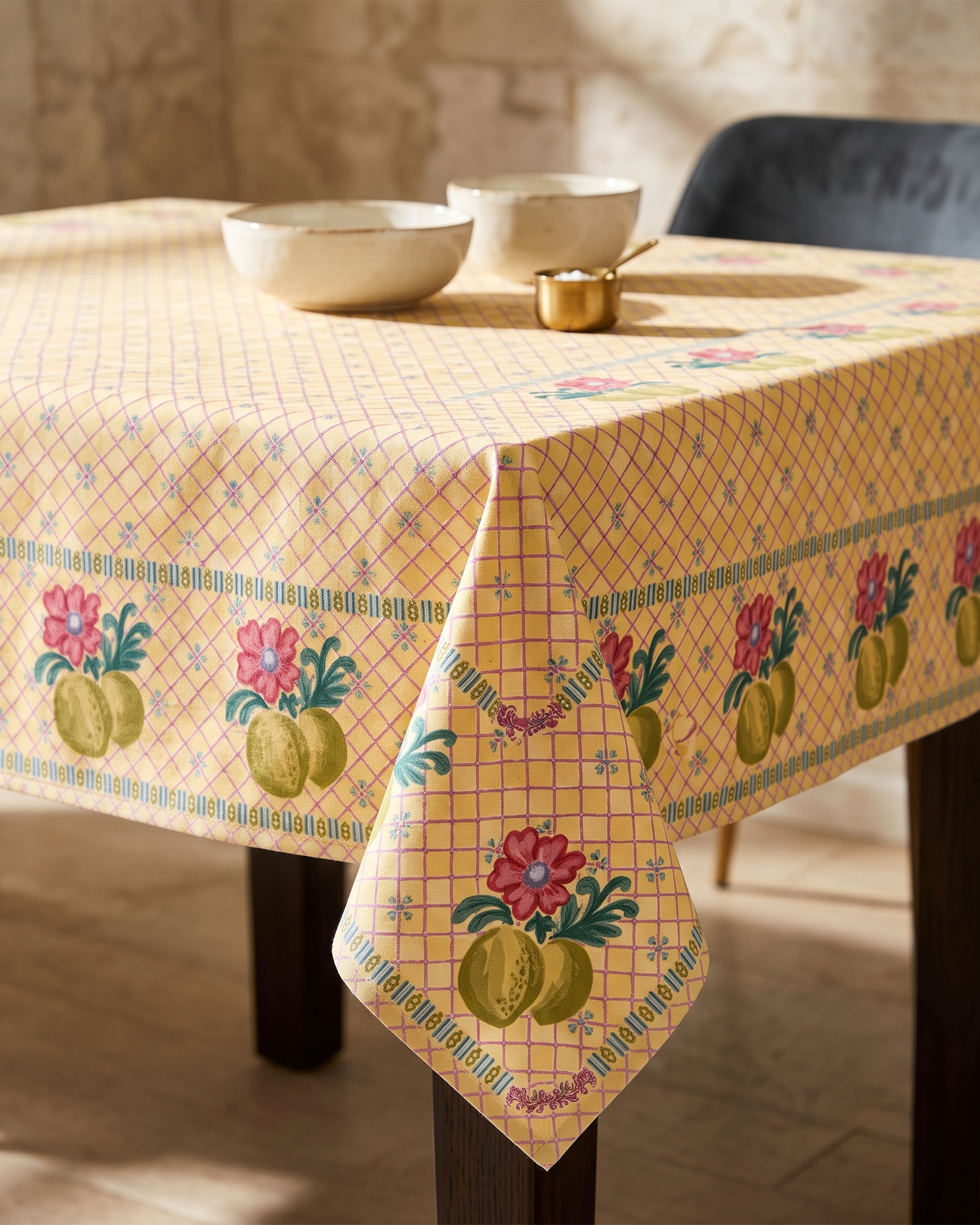 Miyana Yellow Printed Table Cover - 60"X90"