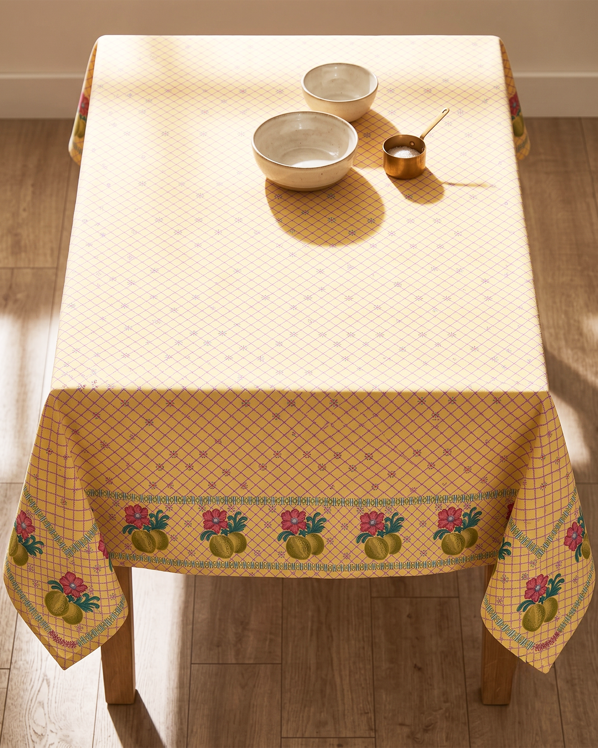 Miyana Yellow Printed Table Cover - 60"X90"